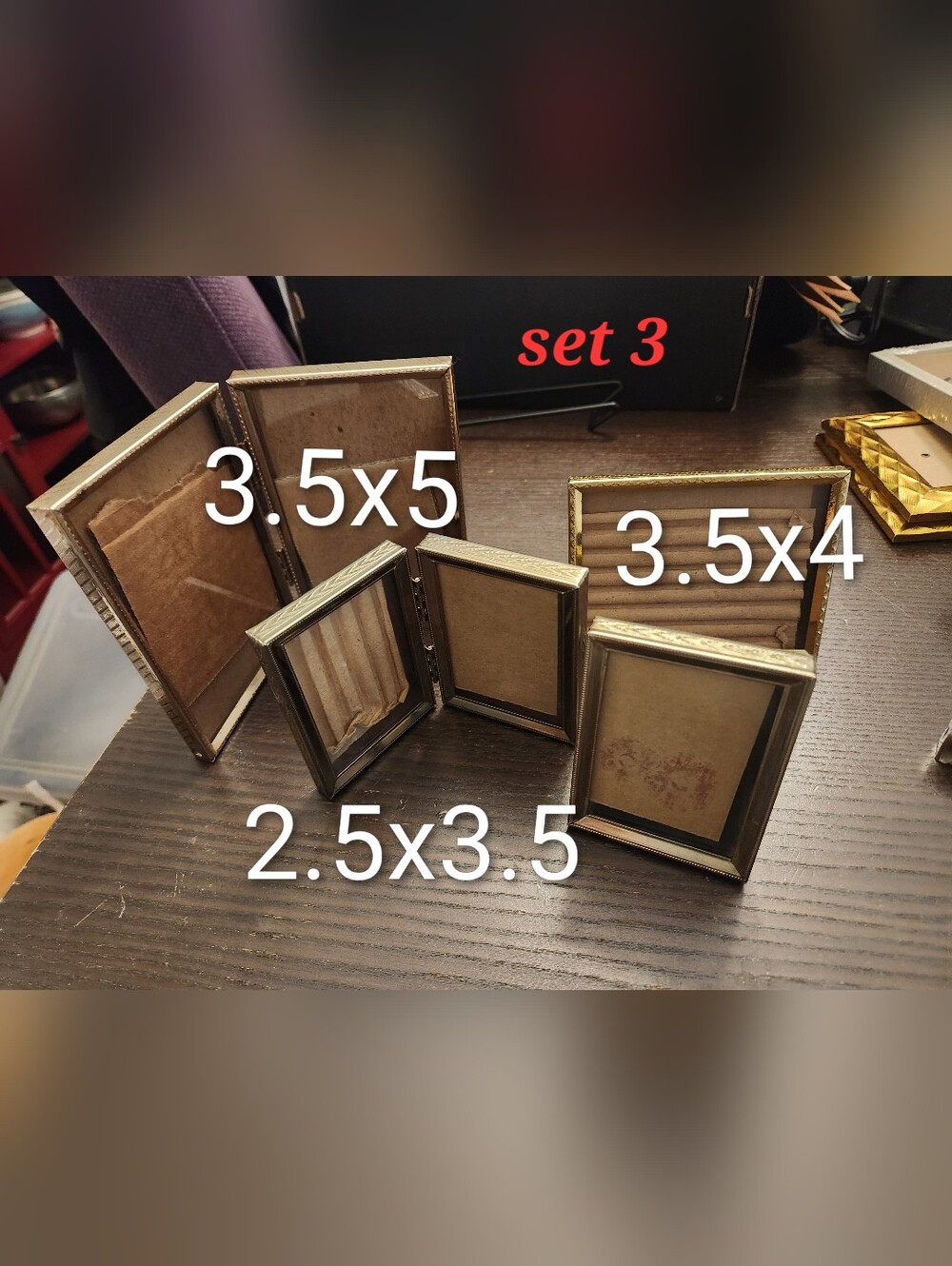 Vintage Small Brass Photo Frame Set - Gold Toned
